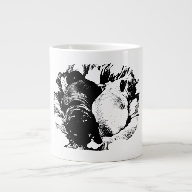 Tvillingmopsar i ren form jumbo mugg (Framsidan)