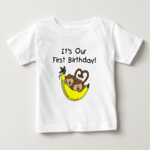Tvillingpojkar 1:a födelsedag Tshirts och gåvor