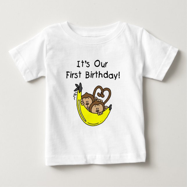 Tvillingpojkar 1:a födelsedag Tshirts och gåvor (Framsida)