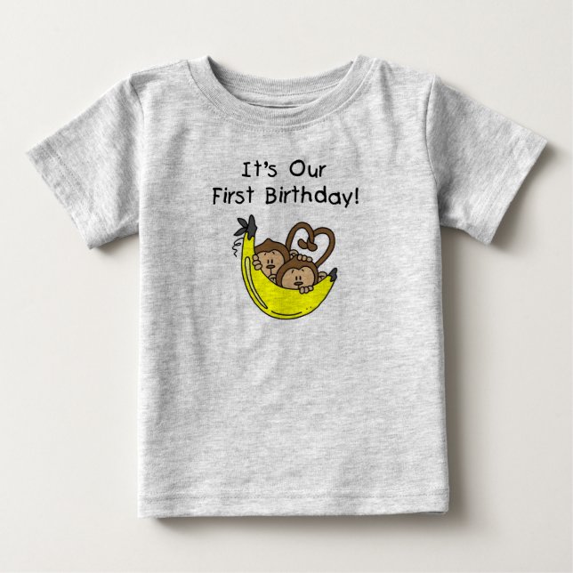Tvillingpojkar 1:a födelsedag Tshirts och gåvor (Framsida)
