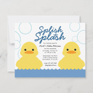 Tvillingpojkar ANY AGE gummi DUCKY Födelsedagsfest Inbjudningar