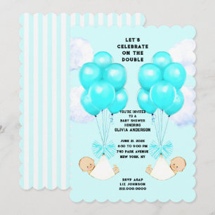 Tvillingpojkar Baby Shower Inbjudningar