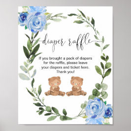 Tvillingpojkar nalle - raffelskylt poster