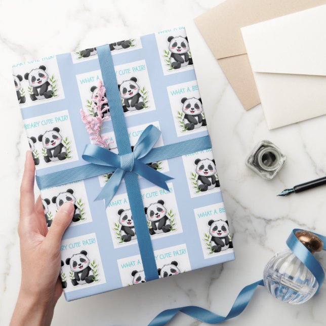 Tvillingpojkar, Panda Björn Presentpapper, Tvillin Presentpapper (Gifting)