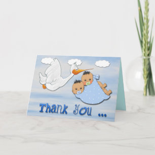 Tvillingpojkar - Stork Baby Shower - tackkort