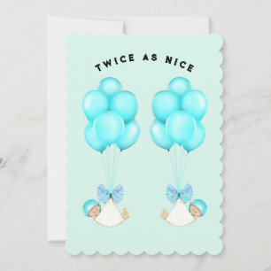Tvillingpojke Baby Shower Inbjudningar