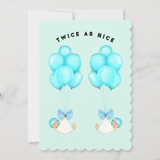 Tvillingpojke Baby Shower Inbjudningar (Framsida)