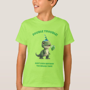 Tvillingpojke Dinosaurie Födelsedags T-Shirt The W