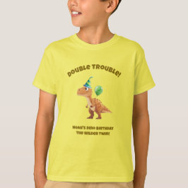 Tvillingpojke Dinosaurie Födelsedags T-Shirt The W