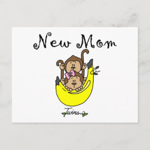 Tvillingpojke och -flicka Ny Mamma T-shirts Vykort