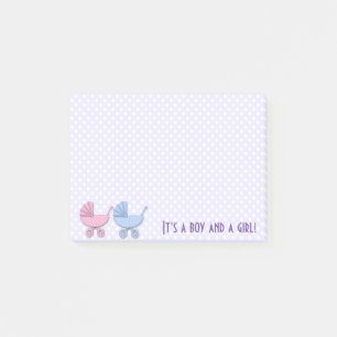 Tvillingpojke och flicka polka dots - anteckningsb post-it block