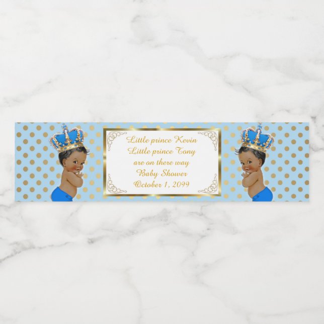 Tvillingpojke och pojke med vattenflaska, Tvilling Vattenflaskor Etikett (Singel etikett)