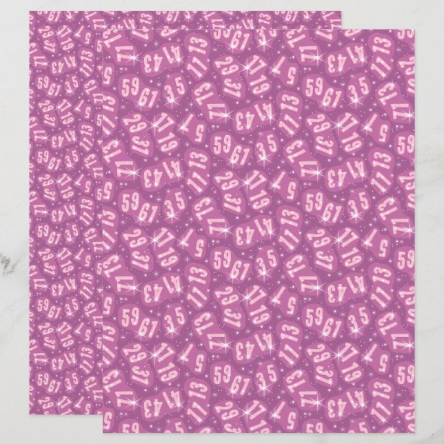 Tvillingprimtal Math Constellation Rosa Scrapbookp (Fram/baksida)