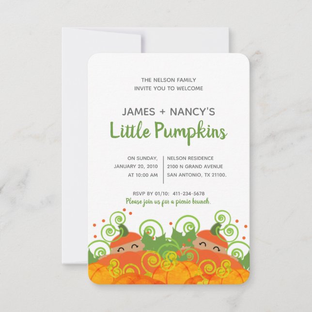 tvillingpumpa BABY SHOWER-mörk-hudfärg Inbjudningar (Framsida)