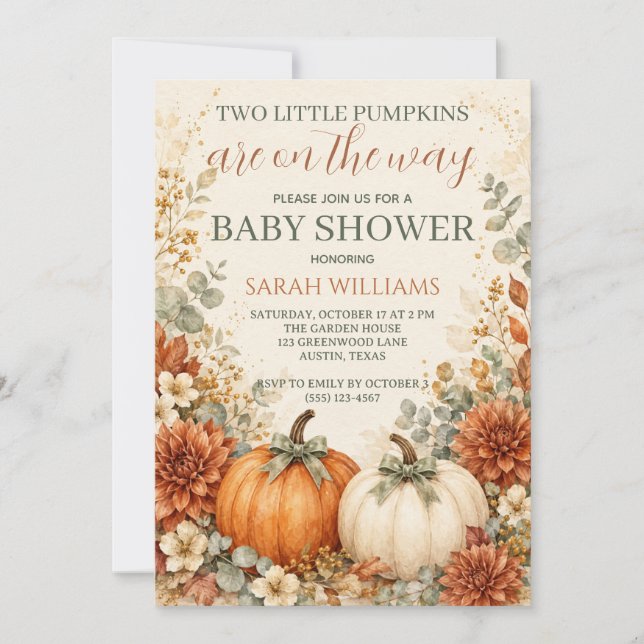 Tvillingpumpa Babyshower  Inbjudningar (Framsida)