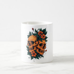Tvillingskallar Floral Gotisk Kaffemugg