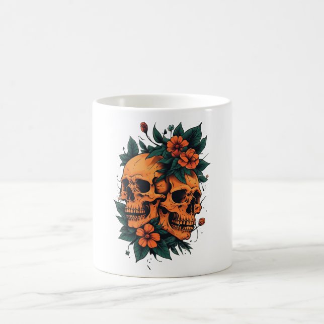 Tvillingskallar Floral Gotisk Kaffemugg (Center)