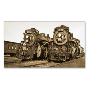 Tvillingtågmotorer Vintage lokomotiv Järnväg Magnetiska Visitkort