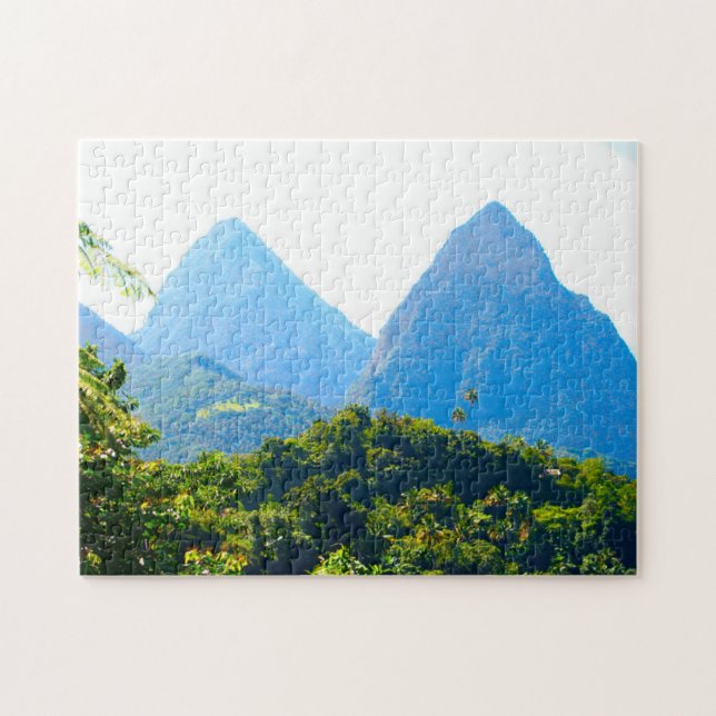 Tvillingtopparna Piton Saint Lucia. Pussel (Horisontell)