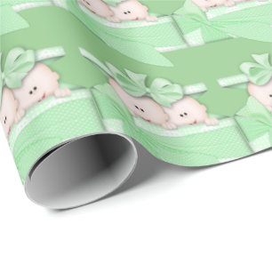 Tvillingunisex baby-omslag papper grönt presentpapper