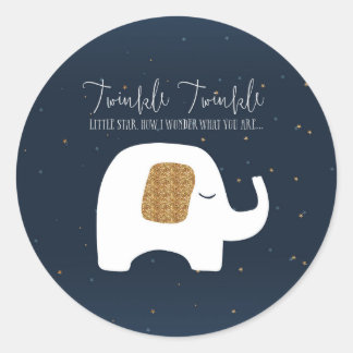 Tvillinkle Little Star Elephant Baby Shower Sticke Runt Klistermärke
