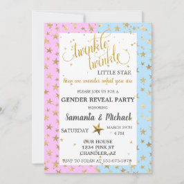 Tvillinkle Star Guld Metallic Gender Reveal Party Inbjudningar