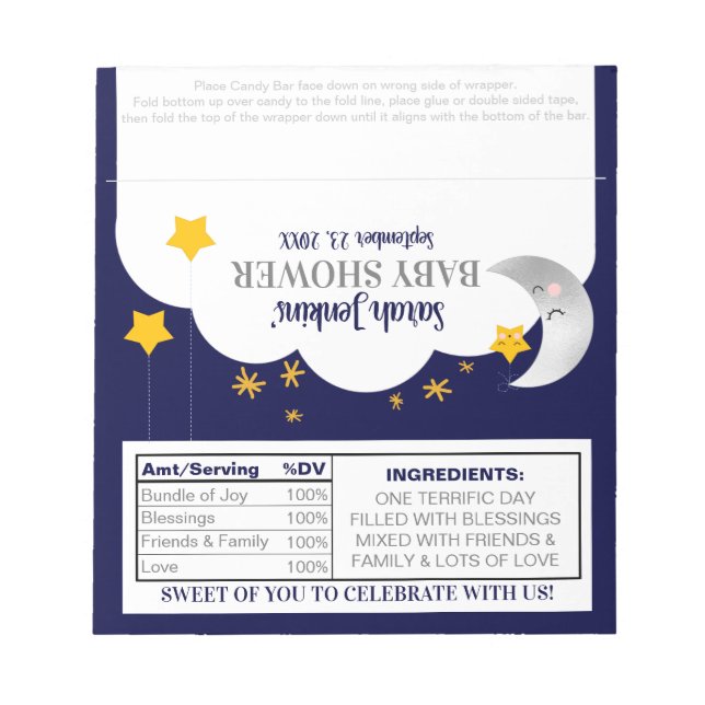 Tvillinkle Twinkle Star Baby Shower Candy Wrapper Anteckningsblock (Framsida)