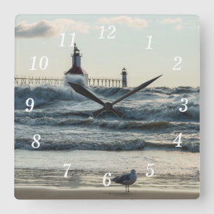 Tvinga bakom låset för skönhetsmur fyrkantig klocka