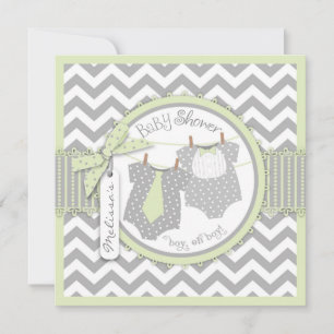Tvinga Boys Tie Bow Tie Chevron Print Baby Shower Inbjudningar