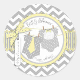 Tvinga Boys Tie Bow Tie Chevron Print Baby Shower Runt Klistermärke