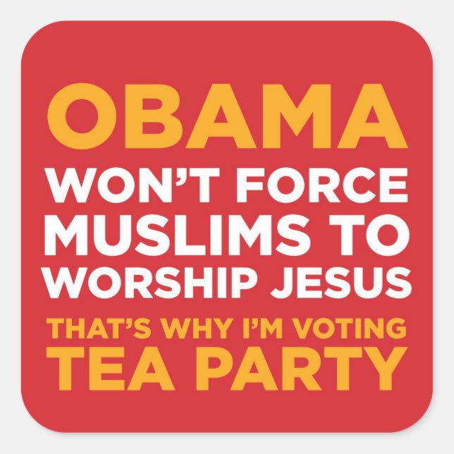 Tvinga muslimer fyrkantigt klistermärke (Framsida)