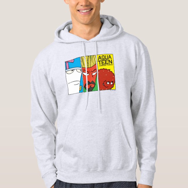 Tvinga teckenpanelsgrafik för Aqua Tonåring Hungri Hoodie (Framsida)