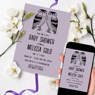 Tvinga Uggla Cute Simple Chic BABY SHOWER ANPASSNI Inbjudningar