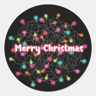 Tvinklad Jul Ljus God jul Neon Text Runt Klistermärke