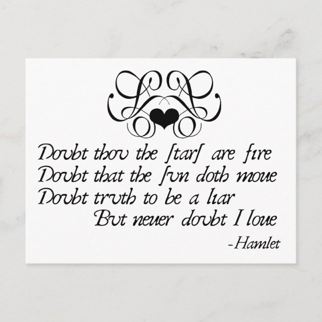 Tvivla aldrig Ophelia Vykort (Framsida)