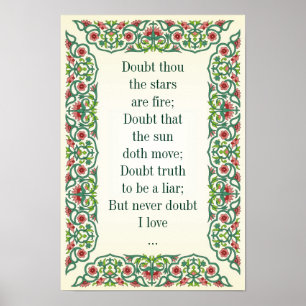 Tvivla att stjärnorna brinner, betvivla att poster