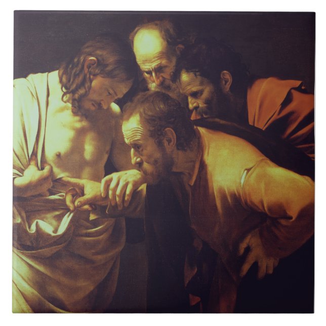 Tvivlet hos Thomas av Caravaggio Kakelplatta (Framsidan)