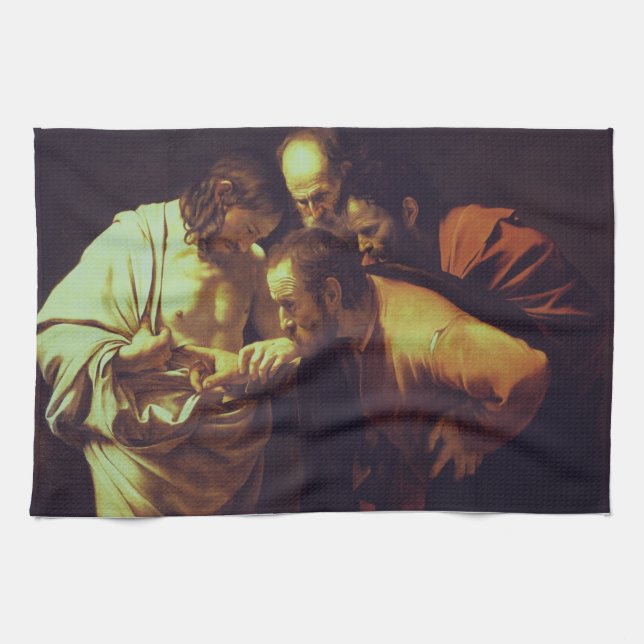 Tvivlet hos Thomas av Caravaggio Kökshandduk (Horisontell)