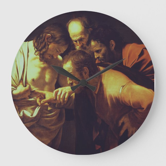Tvivlet hos Thomas av Caravaggio Stor Klocka (Framsida)