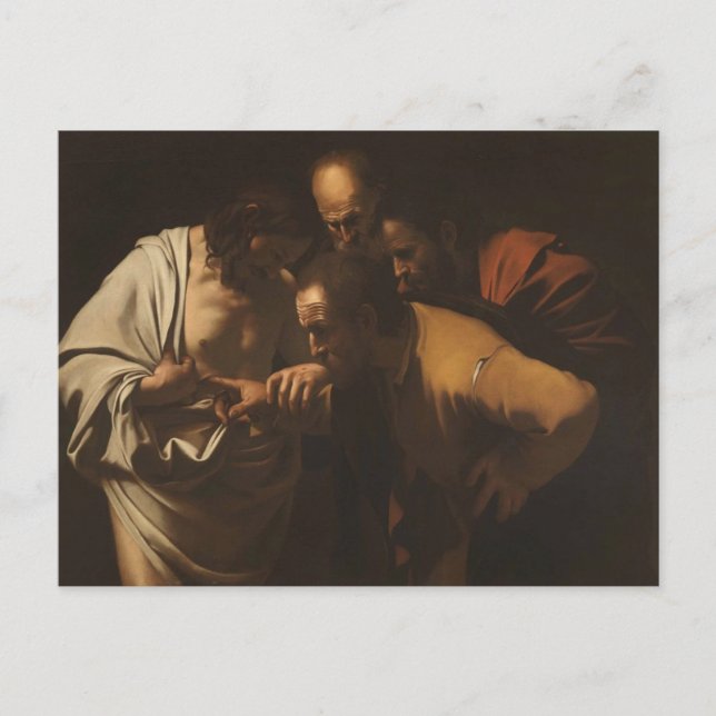 Tvivlet hos Tomas av Caravaggio vykort (Framsida)