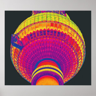 Tvtorn (Fernsehturm), Berlin, regnbågefärg (tv Poster
