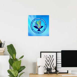 TVUC Chalice Logotyp på Blue Rays Background Poster