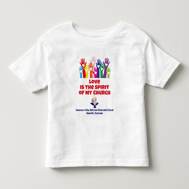 TVUC Hearts/Händer KÄRLEK är andan T Shirt (Framsida)