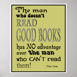 Twains Read Bra Bokar Quote Poster i Mustard