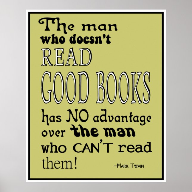 Twains Read Bra Bokar Quote Poster i Mustard (Framsidan)