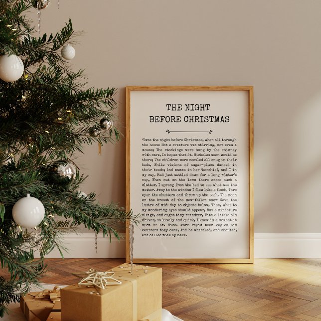 Twas Natt Före jul Skriv ut Poster (A framed Christian hymn print titled “'Twas the night before Christmas” with the whole hymn lyrics.)