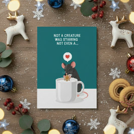 Twas Night Funny Christmas Mouse Greeting  Julkort