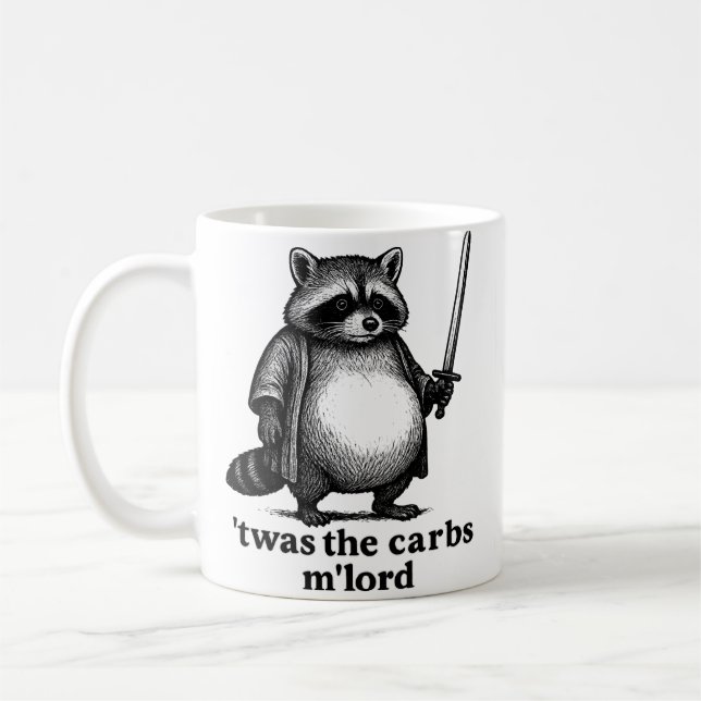 TWAS The Carbs M'Lord Raccoon | Medieval Trash Pa Kaffemugg (Vänster)