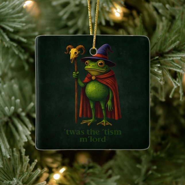 T'was The 'Tism M'Lord Frog Meme Autism Awareness Julgransprydnad Keramik (Träd)