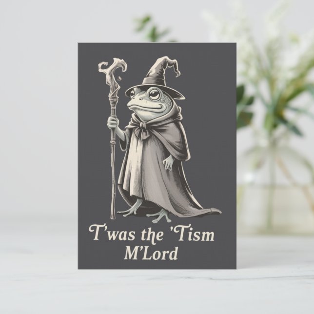 T'was The 'Tism M'lord Funny Frog Wizard Meme  Inbjudningar (Stående Fram)
